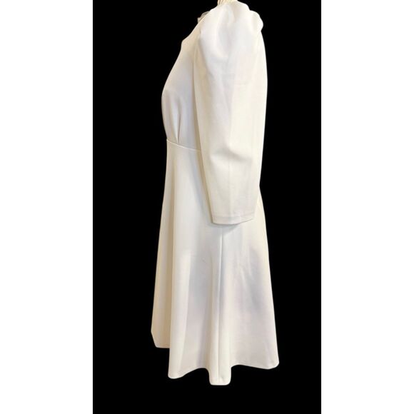 Calvin Klein Women's 3/4 Puff Sleeve Sheath Dress White Size 12 - Picture 4 of 11